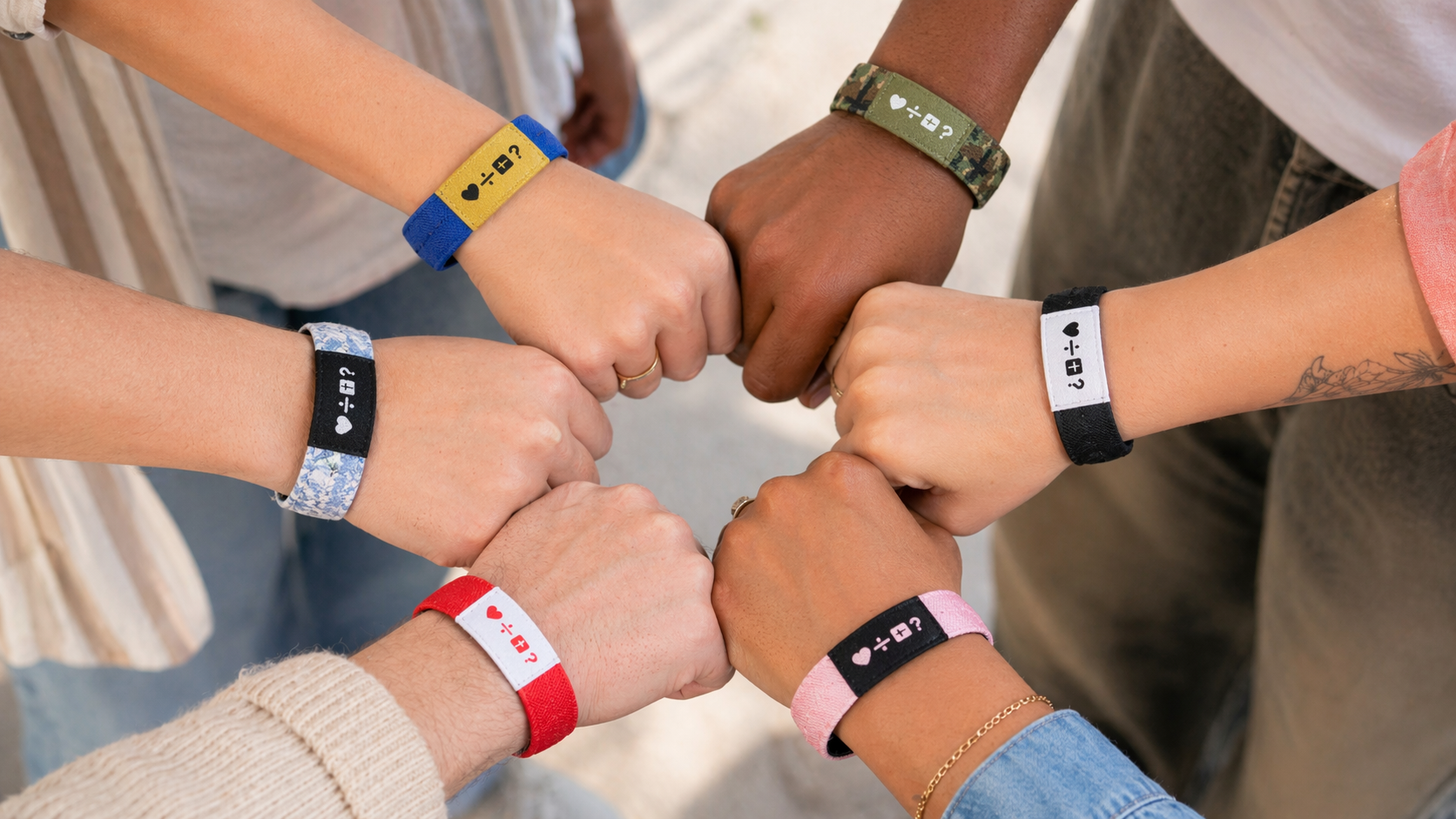 Group of people wearing custom NFC wristbands